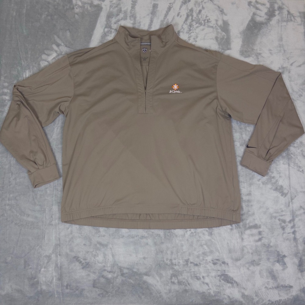 Nike Golf Pullover Mens Large Tan Quarter Zip La Quinta Dri-FIT Windbreaker